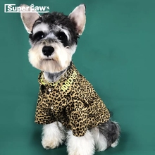 Новая модная футболка с леопардовым принтом для собак, одежда для маленьких средних щенков, одежда для собак, пальто, костюмы для прогулок на открытом воздухе, французский Бульдог YHC01 2024 - купить недорого