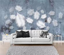 Nordic modern simple aesthetic white feather texture art background wall decoration wallpaper murals 2024 - buy cheap