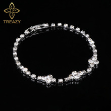 Женские свадебные браслеты с кристаллами TREAZY, серебристые Стразы, вечерние браслеты для подарка на свадьбу 2024 - купить недорого