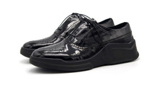 Sapatos casuais masculinos da moda, sapatos baixos de couro legítimo, preto e branco entrelaçado na moda, primavera e outono 2024 - compre barato