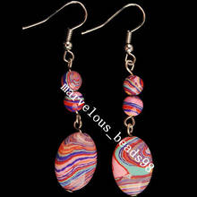 Free shipping NEW Fashion 6~13x18mm Red Veins Howlite Beads Earrings Pair  MC1964 2024 - buy cheap