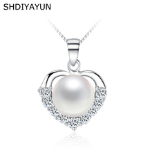 Shdiyayun colar de pérola em prata esterlina 925, joia para mulheres, dia dos namorados, pérola natural, pingente de coração em amor, presente 2024 - compre barato