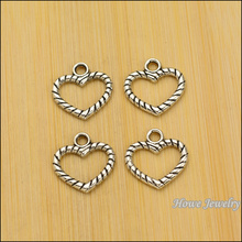 40 pcs Vintage zinc alloy Antique Silver charm love heart pendant DIY Necklace metal jewelry accessories Making 2024 - buy cheap
