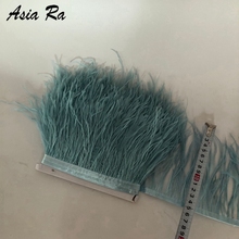 Wholesale, 10 meters long 5 - 6 inches "13-15cm Sky Blue ostrich feathers, feather edge ribbon trim feather free shipping 2024 - buy cheap
