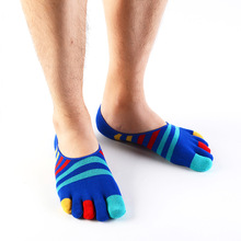 Носки мужские с пятью пальцами, цветные невидимые носки в полоску, Нескользящие, носки-лодочки, 5 пар 2024 - купить недорого