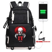 Mochila It de la película Stephen King's Unisex, bolso de hombro para ordenador portátil con USB, escolar para adolescentes y niños, bolsa de libros, regalo 2024 - compra barato