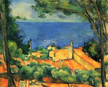 100% de pintura al óleo hecha a mano, lienzo de lino, l-estaque-with-red-roofs-1885 por paul Cezanne, pintura al óleo de paisaje 2024 - compra barato