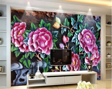 Beibehang-papeles tapiz decoración del hogar 3D, papel tapiz de pared con flor de peonía, Fondo de papel de pared de hogar interior 3d en la pared 2024 - compra barato