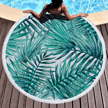 INS Printed Tropical Leaves  Flower Flamingo Beach Towel Microfiber Round Tassel Beach Towel 150cm Picnic Blanket Mat Tapestry 2024 - buy cheap