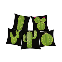 Plant Cactus Printed Cushion Cover Black Background Cotton Linen Throw Pillow Case Decorative Pillows For Sofa Home Decor ZY586 2024 - buy cheap