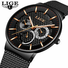 LIGE Mens Watches Top Brand Luxury Quartz Watch Men Casual Slim Mesh Steel Date Sport Waterproof Dress Clock Relogio Masculino 2024 - buy cheap