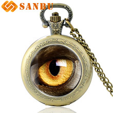 Retro Bronze Punk Eagle's Eyes Necklace Pocket Watch Vintage Men Women Quartz Watches 2024 - buy cheap