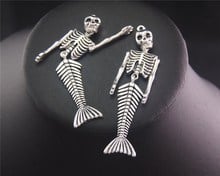 3Pcs  Silver Color Mermaid Skeleton Charm Pendant DIY Necklace Bracelet Bangle Findings 72x18mm A2033 2024 - buy cheap