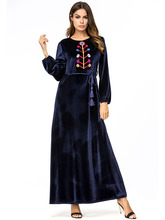 2019 Autumn Islamic Dress Abaya Muslim Moroccan Kaftan Arabic Robe Musulmane Velvet Long Sleeve Turkish Caftan Dubai Arab 7239 2024 - buy cheap