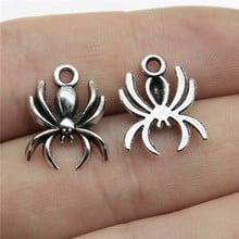 20 pçs jóias fazendo diy artesanal artesanato encantos antigo cor prata 0.6 Polegada (15mm) pingente de aranha 2024 - compre barato