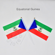 Экваториальная Гвинея 14*21 см 10 штук баннер, флаг ручной Развевающийся Флаг для удовлетворения, парад, вечерние. Висит, украшения 2024 - купить недорого