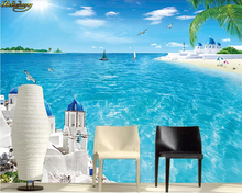 Beibehang-papel tapiz de foto personalizado, mural de paisaje de mar de amor, Fondo de playa de coco, pintura de pared, papeles tapiz, decoración del hogar 2024 - compra barato
