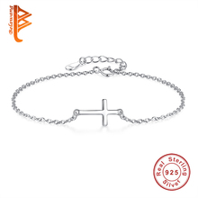 Belawang 100% 925 prata esterlina cruz charme pulseira para mulheres noivado casamento pulseira de prata esterlina jóias presente 2024 - compre barato