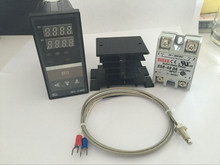 Controlador de temperatura Digital RKC PID, termostato REX-C400 (salida SSR) + Termopar Tipo K + relé máx. de 40A SSR + disipador de calor 2024 - compra barato