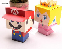 Surelife-caja de dibujos animados de Super Marie Bros, caja de caramelos de Mario, regalo de boda, para novio y novia, 10 unids/lote 2024 - compra barato