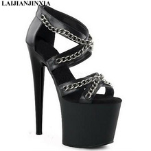 LAIJIANJINXIA-zapatos de plataforma de tacón alto y Punta abierta de 20cm, estilo de princesa dulce, zapatillas de baile de 8 pulgadas, sandalias sexys con tiras 2024 - compra barato