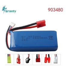 High Rate 7.4V battery 2500mAh 903480 25C for Syma X8C X8W X8G RC Drone Spare Parts 2S Lipo Battery for 12428 12423 RC Car 2024 - buy cheap
