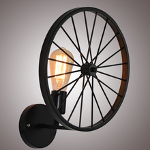 single head  Iron Bicycle Wheel Wall Lamps Indoor Wall Lighting Fixture for Living Dinning Room Home Lighting industral style 2024 - buy cheap