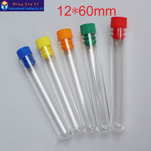 50pcs/lot 12*60mm plastic test tube with plug hard plastic tube polystyrene test tube High transparency 2024 - buy cheap