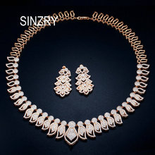SINZRY Excellent Micro Paved Cubic Zirconia Big African Dubai Gold bridal Necklace Earrings Jewelry Sets for Women Wedding 2024 - buy cheap