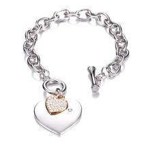 Hip Hop Double Heart Charm Bracelet For Women Fashion Clear Crystal Bracelet Gold pulseras mujer 2020 New Party Jewelry Gifts 2024 - buy cheap