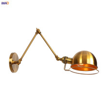 IWHD Golden Vintage Long Arm Wall Light Fixtures Bedroom Stair Adjustable Edison Vintage Antique Wall Lamp Loft Industrial Style 2024 - buy cheap