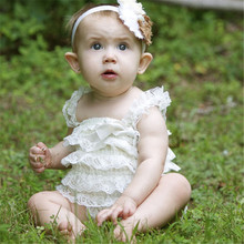 Venda quente verão moda infantil bebê menina macacão roupas de bebê recém-nascido 13 cor arco-nó sling rendas plissado bebê menina macacão 2024 - compre barato
