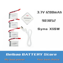 4PCS Lipo battery 3.7V 1200mAh 25C 903052 and JST charger for Syma X5SW X5SC X5C M18 H5P drone RC Quadcopter parts wholesale 2024 - buy cheap