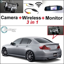 3 in1 Special Rear View Camera + Wireless Receiver + Mirror Monitor Easy DIY Back Up Backup Parking System For Nissan Skyline 2024 - buy cheap