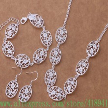 Silver Plated Jewelry Sets Bracelet 008 + Necklace 066 + Earring 104 /edhamuoa bejajvqa AS187 2024 - buy cheap