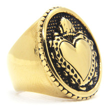 Rany&Roy New Design Golden Heart Ring 316L Stainless Steel Fashion Jewelry Cool Crown Heart Ring 2024 - buy cheap