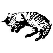 Adesivo vinil gato dormindo 18*10.5cm, adorável, criativo, cobertura de carro, arranhões, adesivos, preto/prateado 2024 - compre barato