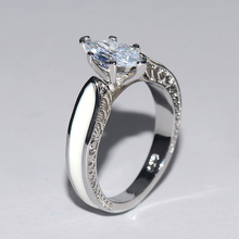 Anillo de plata de imitación con microincrustaciones para mujer, joyería de compromiso, anillo de boda de circonita Vintage de diseño de cumpleaños 2024 - compra barato