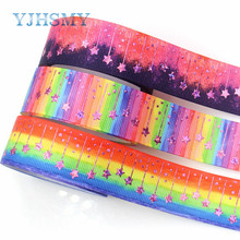 YJHSMY,G-181013-1368,25mm 10yards laser Colored pentagonal stars Printed grosgrain ribbon,DIY Handmade wrapping materials 2024 - buy cheap
