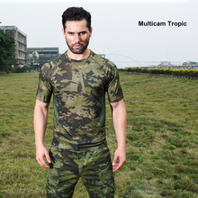 Multicam Camouflage Quick-dry Short Sleeve Tactical Shirt Lightweight Tight Compression Shirt Mesh Patch Breathable T Shirt 2024 - buy cheap