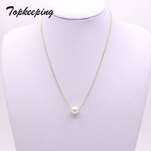 Topkeeping Brand 2019 Women Fashion Jewelry Girls Delicate Simulated Pearl Pendant Clavicle Chain Simple Ladies Party Necklace 2024 - buy cheap