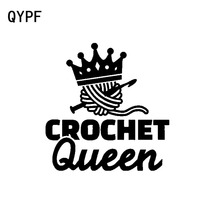 QYPF 13.5CM*14CM Fashion CROCHET QUEEN Car Sticker Decal Black Silver Vinyl Decoration C15-2731 2024 - buy cheap