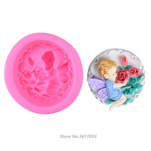 Angle with Rose Flower 3D Soap Mold Silicone Mould Handmade Soap Mold Candle Mold DIY Mother's Day Gifts Fondant Mold Cake Decor 2024 - buy cheap