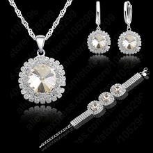 Romantic  Women Wedding Jewelry Sets 925 Sterling Silver Cubic Zircon Necklace&Earring&Bracelet Set 2024 - buy cheap
