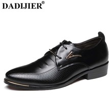 DADIJIER 2018 Men Dress Shoes Pointed Toe Lace Up Men's Business Casual Shoes Black Leather Oxfords Shoes For Men Big Size JH103 2024 - buy cheap