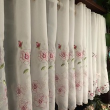 Clearance!1Piece Pink Embroidered Floral Sheer Decorative Semi Curtain  45*150cm 2024 - buy cheap
