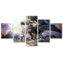 Monster Hunter Wall Art Painting 5 Panels Canvas Wall Decor Picture for Living Room Home Decoration Poster Paintings 2024 - buy cheap