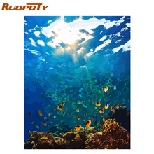 RUOPOTY Frame Sea World DIY Oil Painting By Numbers Kits Acrylic Paint On Canvas Unique Gift For Home Decor 40x50cm Artwork Gift 2024 - buy cheap