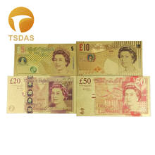 UK English Gold Banknote 5/10/20/ 50 Pound British Bank Notes in 24K Gold Plated 2024 - buy cheap