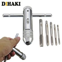 6Pcs/set T Handle Tap Wrench Ratchet Spanner with M3-M8 Screw Taps Thread Metric Plugs Machinist Hand Tools Tap & Die Set 2024 - buy cheap